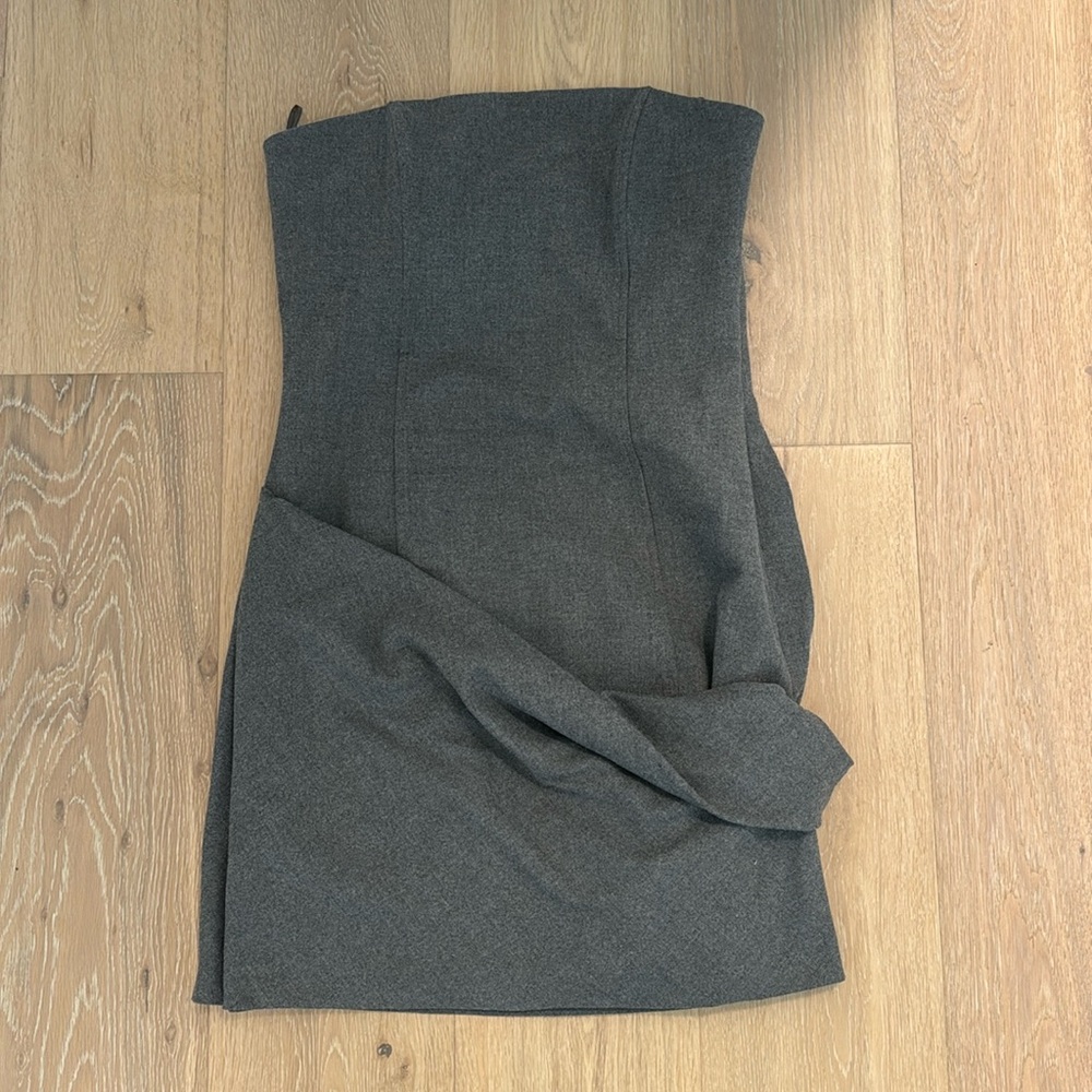 Zara Strapless Gray Wool Blend Mini Dress Size S
